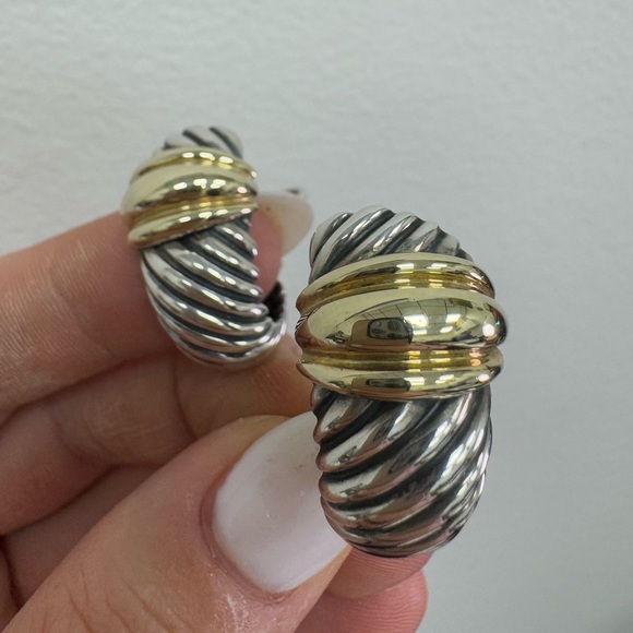 David Yurman Jewelry - David Yurman 14K yellow gold emeralds is gold and 925 Sterling earrings